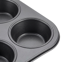 Moule à muffins/cupcakes en acier au carbone noir, écologique, 6 ou 12 cavités, compatible four, certifié FDA LFGB, fabrication directe usine, OEM ODM personnalisé