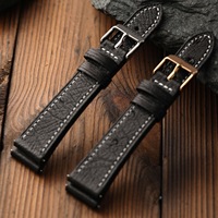 Bracelet de montre en cuir d'autruche véritable, nouveau style, 18/19/20/22 mm, boucle à ardillon classique, bracelet de remplacement en cuir de qualité supérieure