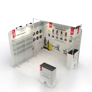 Portable Tradeshow Displays 10X10ft Trade Show Exhibition Booth With Shelves For Advertision