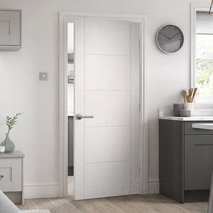 Design moderno solido nucleo in legno MDF porta d'ingresso a doppio filo sinistra battente senza cornice incernierata per uso interno hotel apertura manuale - Product Image 4