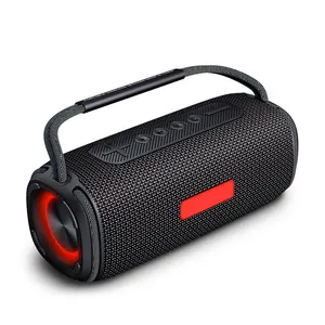 colorful led TWS Rechargeable Portable stereo bluetooth Speaker with FM radio waterproof outdoor strap speaker
