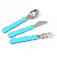 Ensemble cuillère et fourchette en silicone et acier inoxydable pour bébés et tout-petits, outil d'alimentation de voyage, entraînement à la table, sans BPA, écologique