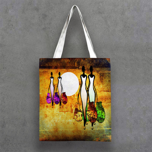 Bolsa <span class=keywords><strong>de</strong></span> Mano <span class=keywords><strong>de</strong></span> Lona Ecológica con Diseño Personalizado <span class=keywords><strong>de</strong></span> Arte Nacional Africano, Pintura al Óleo <span class=keywords><strong>de</strong></span> Dibujos Animados - Product Image 6