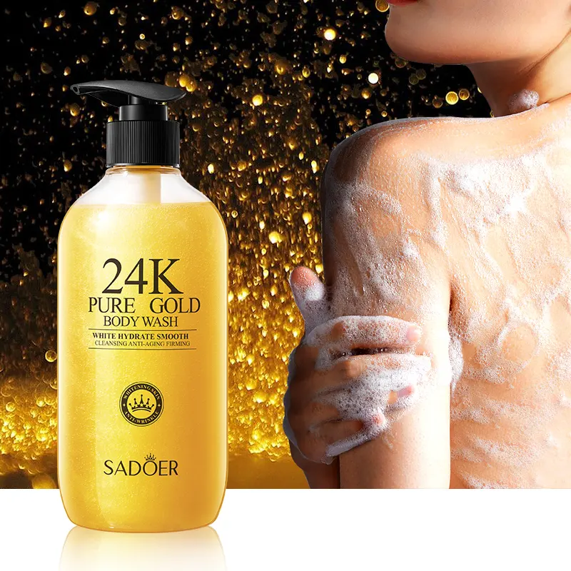 OEM SADOER limón 24K oro fragancia natural limpieza duradera suavizante cuidado del cuerpo lavado Gel de ducha gel de lavado corporal
