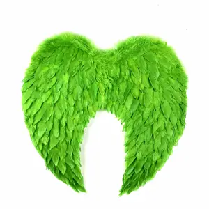 Asas de anjo de penas para festa, acessórios para festival, festa, parada, carnaval, máscara, asas de anjo, asas verdes, st patrick