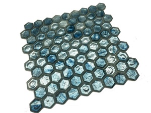 Nhà máy bán màu xanh hình lục giác kính màu khảm trang trí phòng tắm tấm Tường trang trí 3D tấm Tường cho khách sạn - Product Image 3