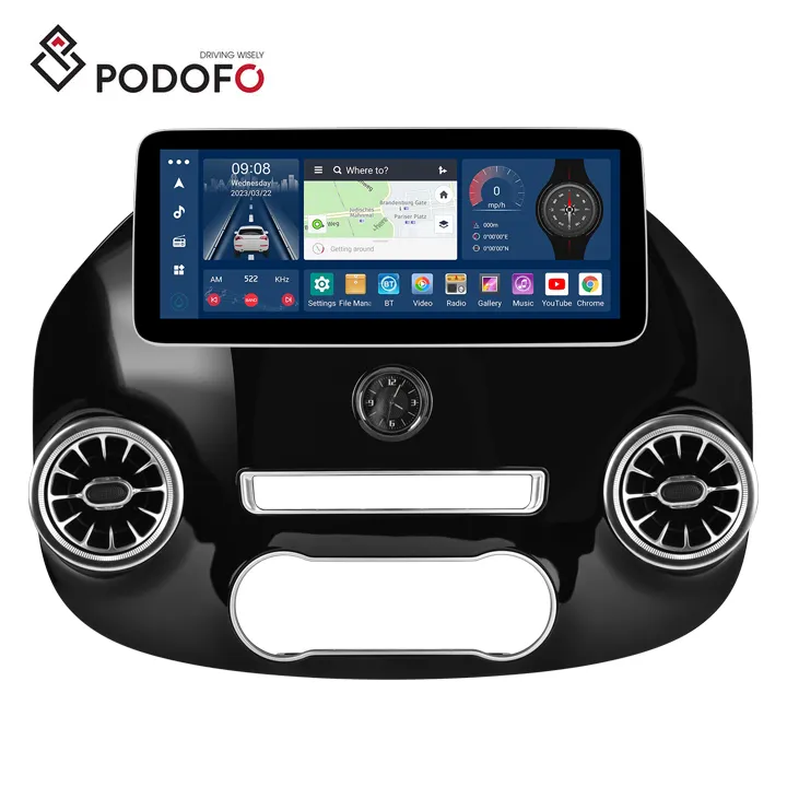 Podofo 12,3 pulgadas Android Car Stereo 8 Core 2 + 32G CarPlay/Android Auto/GPS/WIFI/RDS/DSP/IPS para mercedes-benz Vito 2016-2021