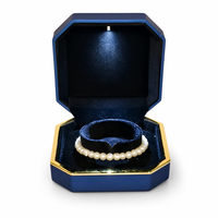 Boîte à bijoux LED octogonale plate pour bagues, colliers, boucles d'oreilles et bracelets