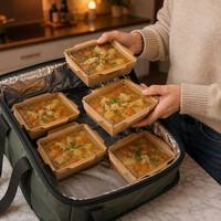 Fruit Rechthoekige Afhaalkartonnen Doos Kraft Papier Lunch Bento Salade Verpakkingsdoos Met Transparante PET Deksels