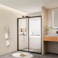 Pintu Kamar Mandi Kaca Temper Berbingkai Engsel Komersial, Partisi Kamar Mandi Ayun, Partisi Basah Kering untuk Proyek Hotel