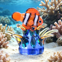 Figurine artisanale en verre soufflé de Murano, thème océanique marin, décorations d'aquarium, créatures marines, animaux, corail, poisson-clown