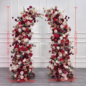 งานแต่งงานอื่นๆตกแต่งด้วยดอกไม้สีแดงสำหรับจัดงานจัดงานเสนอฉากหลังของตกแต่งซุ้มดอกไม้ผ้าไหม - Product Image 2