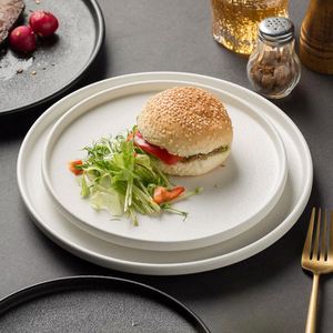 Minimalist Instagram Style Tableware Black Frosted <b>Ceramic</b> <b>Plate</b> White Quicksand <b>Plate</b> Creative Dish <b>Plate</b> for Restaurant - Product Image 1