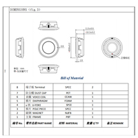 KBE KAIBOER KBE-28 28mm 1-inci Speaker Multimedia Pintar Berbentuk Lingkaran dengan Bingkai ABS/PC+Logam, 4-ohm 2.0W, Magnet Neodymium, Rentang Penuh