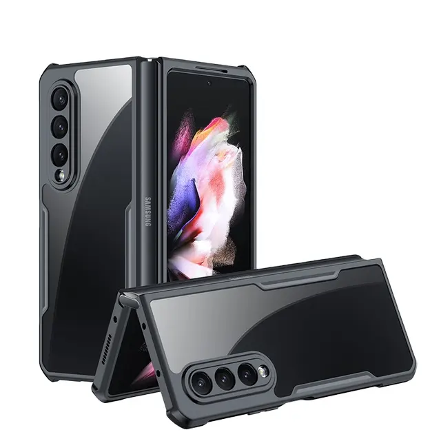 Xundd Samsung Galaxy Z Fold5ケース用、Galaxy Z Fold 5 43電話カバー用耐衝撃保護シェル透明クリアケース