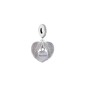 Hot 925 Sterling Silver Angel Wings <strong>Mum</strong> Dad Beads <strong>Charm</strong> Fit Original <strong>Charms</strong> Bracelets for Women Memcrial Jewelry Making 2022 DIY - Product Image 4