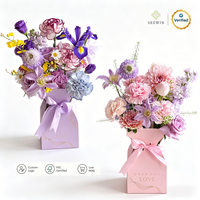Boîte cadeau florale élégante et écologique pour la fête des mères, avec ruban décoratif, recyclable, nouvelle arrivée 2026, emballage floral romantique