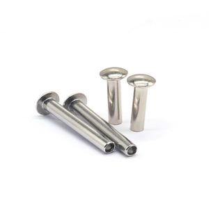 Rivets semi-tubulaires en acier inoxydable, tailles personnalisables, norme ISO, finition brillante, marque Saitong, pour quincaillerie de meubles et de portes - Product Image 1