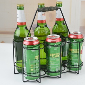 Metal Beer Bottle Carrier Basket Wine holder Iron Wire Mesh Storage Beer Bottle Storage Basket Wine Storage Rack with Handle