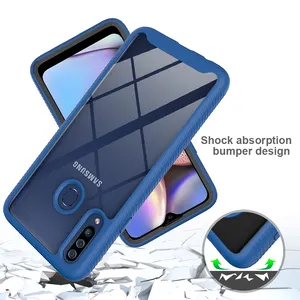 Voor Samsung A20s Hybrid Case, Anti Shock Transparant Back Phone Case Voor Samsung Galaxy A20s Met Front Cover
