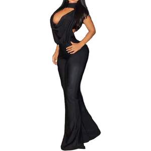 Combinaison Halter Noire pour Femme, Taille Haute, Sans Manches, Moulante, Tenue de Soirée Sexy, Vêtement de Club en Tissu Extensible - Product Image 4