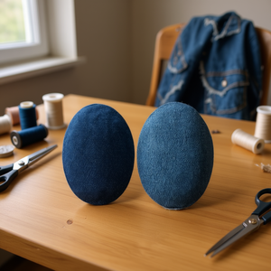 Patch in denim Ilan 9,5x14 cm blu medio 2 pezzi per riparazione abbigliamento - Product Image 2