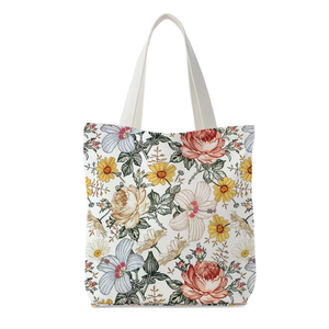 Tùy Chỉnh Hoa In Lụa Màn Hình In Hoa In <span class=keywords><strong>Canvas</strong></span> <span class=keywords><strong>Tote</strong></span> Túi Công Suất Lớn Thân Thiện Với Môi Cho Bãi Biển Du Lịch <span class=keywords><strong>Tote</strong></span> Túi - Product Image 1