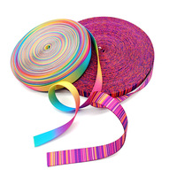Sangle en polyester à transfert thermique personnalisé, arc-en-ciel, 1 pouce, nylon numérique, sangle de ceinture de sécurité colorée en chevrons pour la couture de sacs