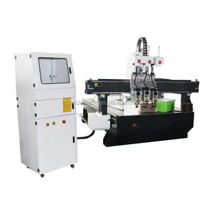 Pnömatik sistem için 3 mil çok milli ahşap carver 3 kafa cnc router makinesi 95A-3L denetleyici