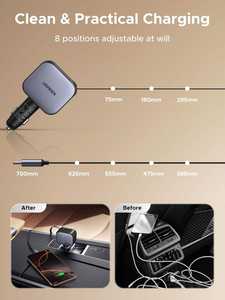 UGREEN портативное автомобильное зарядное устройство 60 Вт USB C с выдвижным кабелем <span class=keywords><strong>3</strong></span> порта быстрой зарядки адаптер прикуривателя для iPhone наушники - Product Image 4
