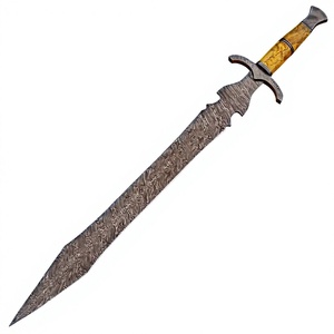 Épée longue en acier Damas sur mesure, pointe de lance, lame de 4 mm d'épaisseur, manche en bois de rose et d'olivier, lame simple, OEM - Product Image 1