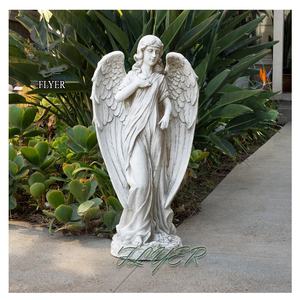 Decoración de cementerio al aire libre estatua de resina de tamaño natural estatua de Ángel rezando de fibra de vidrio a la venta - Product Image 6