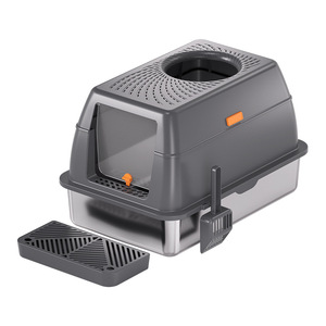 Stainless Steel Cat Litter <b>Box</b> Rectangle Extra <b>Large</b> Anti Sand Adult Cat Use With Shovel And Mat - Product Image 2