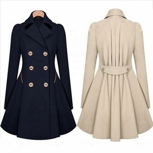 <span class=keywords><strong>Abrigo</strong></span> <span class=keywords><strong>Largo</strong></span> de Moda para <span class=keywords><strong>Mujer</strong></span> al por Mayor, Chaqueta Cortavientos Informal con Botones y Solapa de Color Sólido para Primavera y Otoño - Product Image 1