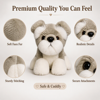 Peluche Chiot Schnauzer Douce et Réaliste, Cadeau Adorable pour Enfants, Décoration pour Amateurs de Chiens, Article de Collection, Personnalisable, OEM, Vente en Gros