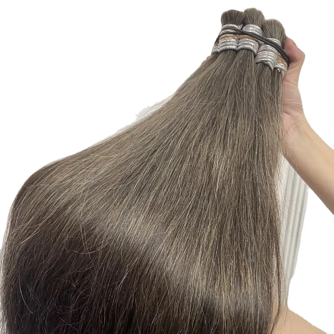 Cheveux gris 100% cheveux humains, cheveux en vrac, extension vendeur naturel brut livraison gratuite au brésil cheveux indiens cheveux vierges