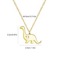 Collar de Acero Inoxidable, Inoxidable, con Colgante de Dinosaurio Pequeño, Simple, Dulce y Lindo, con Forma de Corazón Calado para Niños