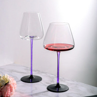 Verre à vin en verre de Chine Jiahe fait à la main, classique, violet, fond concave, pied haut, capacité de 301 à 400 ml, pour les fêtes