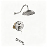 Kit de douche en laiton antique avec pommeau de pluie doré brossé et valve d'équilibrage de pression pour appartement et hôtel