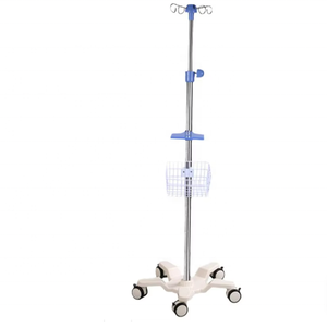 Thickened Stainless Steel Mobile Infusion Rack Height <b>Adjustable</b> Pump Tray Frame Blue Infusion Rod Support Hospital Use Advanced - Product Image 1