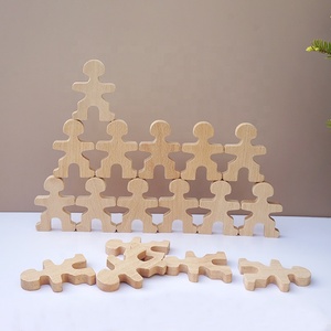 Blocs en bois de hêtre jouets ensemble de construction haltérophilie homme bois empilable cheville poupées pour enfants jeu éducatif - Product Image 2
