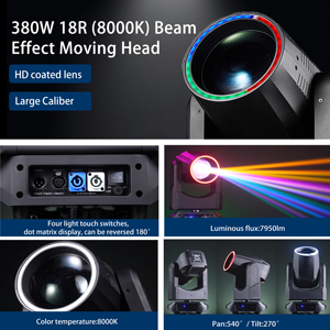 Projecteur Lyre Beam 380W Prism King 18R Sharpy Beam, idéal pour les soirées, les discothèques et l'éclairage DJ - Product Image 6