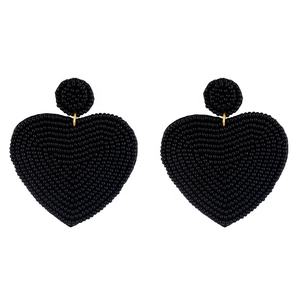 Pendientes de aro con cuentas de semillas coloridas, accesorios en forma de corazón de estilo religioso chapado en oro para niñas, modernos y competitivos - Product Image 2