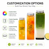Bouteille carrée en PET de 500 ml avec couvercle en aluminium pour boissons (lait, café, jus de fruits, soda, bière) – Emballage à emporter pour vente en gros
