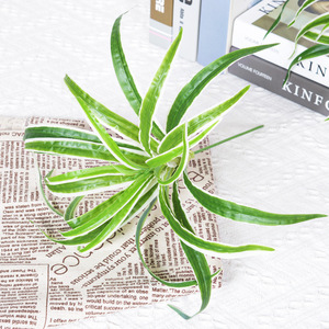 Plante artificielle murale en forme d'araignée, 35 pouces, verte avec bords blancs, fleur en soie plastique, décoration intérieure - Product Image 2
