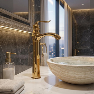 Promotion : Robinet de lavabo autoportant en laiton doré, chaud et froid, pour salle de bain - Product Image 2