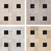 Carreaux de marbre gris beige naturel glacé mat 300x300 pour sol de villa et jardin, style antique
