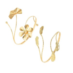 Xuyên biên giới hợp thời trang mới mở cánh tay Bangle với phóng đại kim loại hoa và lá dát kim cương quyến rũ cho Vòng đeo tay - Product Image 5