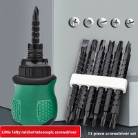 Set Obeng Plastik 13-Piece Mini dengan Gagang Plastik, Torx, Segitiga, Bentuk-U, Silang, Pipih, Kepala Ganda, Teleskopik, Ratchet, Magnetik, Dapat Dilepas