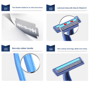 Maquinillas De Afeitar Doble Hoja Wholesale High Quality <strong>Razors</strong> Twin Blade Men Safety Shaving Disposable Barber <strong>Razor</strong> - Product Image 3